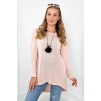 Long Pullover mit Halskette