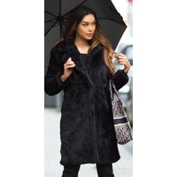 Teddymantel Kurzmantel Übergangsmantel Tailliert mit Reverse Kragen und weichem Teddyfell für warme Herbsttage mit Stil und Komfort