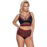 Cotteli Sinnliche Eleganz Soft BH und Taillen Slip in zweifarbiger Spitze mit verziertem Dekolleté und Spitzenbund