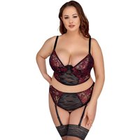 Cottelli Verführerisches Dessous Set mit Spitze und Satin Zierschnürungen