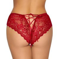 Cottelli LINGERIE Sündiger Slip ouvert aus Blütenspitze Schritt einladend offen