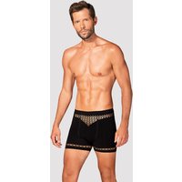 Obsessive Schwarze Pants mit hautdurchblitzenden Cut outs in Netzoptik an Bund und Bein. Aus weichem Stretchmaterial mit bequemem Bundgummi.