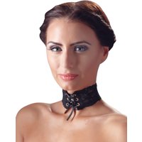 Cottelli Elegantes Spitzen Halsband Vielseitig und Stilvoll mit Satinbandschnürung und Ösen