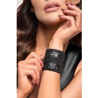 F326 Handgelenk Geldbörse Noir Handmade Powerwetlook mit verstecktem Reißverschluss verstellbar ca 7cm breit 24cm lang