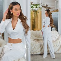 Business Look Crop Bauchfrei Bluse Blusentop Langarm Top mit Klassischem Spitz Kragen und V Neck V Ausschnitt