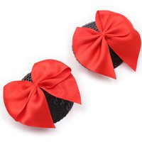 Nippelsticker BL275025 Nippel Patches mit Pailetten und Schleife, schwarz rot