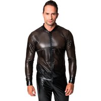 Mutige Männer Bomberjacke aus hochwertigem Power Wetlook mit perforiertem Design, Reißverschluss und elegantem Kragen für auffällige Looksschwarze Powerwetlook Jacke H076
