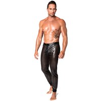 Stylische Noir Power Wetlook Hose Atmungsaktives Design, elastische Schnürung und Reißverschluss für den perfekten Auftrittlange Hose H078