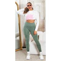 Sportliche Highwaist Leggings mit Scrunch Naht und stilvollem Linien Muster für perfekten Komfort und Form