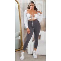 Basic Fitnesshose Yoga Leggings im Highwaist Style Zartes Stretch Material, breiter Bund für Komfort, optimale Passform und stilvolles Design
