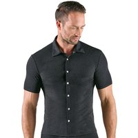 Enges, betonendes Kurzarm Hemd von Svenjoyment im silber schillernden, leicht transparenten Glamour Look