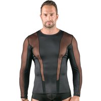 Svenjoyment Longsleeve mit transparentem Netz körpernahes Shirt im stylischen Mesh Mix für maximalen Komfort
