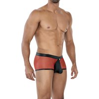 Roter Schwarzer Trunk Shorts C4MRAV100 aus dehnbarem Netz und glattem Material mit abnehmbaren Suspensorium durch Druckknöpfe und gummiertem Frontlogo von CUT4MEN