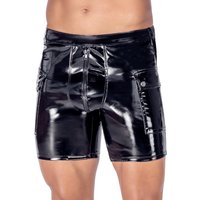 Provokante Wetlook Shorts in glänzendem Lack mit sexy Cut, leichtem Stretch und markantem Reißverschluss für dominante Auftritte