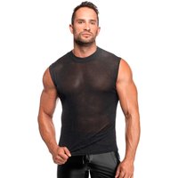 Transparentes Feinnetz Tank Top H083 von Noir Handmade Men im silber schimmernden Look, das den Oberkörper markant betont und jede Bewegung flexibel unterstützt