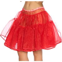 Voluminöser Petticoat aus Organza mit Satinbändern und Tüll Volants 48 cm Länge, elastischer Bund Ideal für Rockabilly Kleider und Vintage Looks