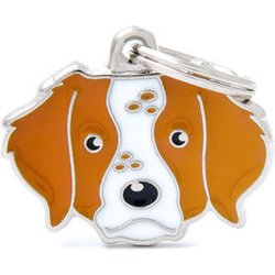 My Family Medaglietta Per Cane Personalizzata Made In Italy, Breton, Targhetta Cane Con Incisione Gratis, Smaltata A Mano In Metallo, Collezione Friends, 36X28 Mm