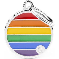 My Family Medaglietta Per Cane Personalizzata Made In Italy, Cerchio Piccolo, Targhetta Cane Con Incisione Gratis, Smaltata A Mano In Metallo, Collezione Rainbow