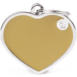 My Family Medaglietta Per Cane Personalizzata Made In Italy, Cuore Grande Marrone, Targhetta Cane Con Incisione Gratis, Smaltata A Mano In Metallo, Collezione Basic Handmade, 37X36 Mm