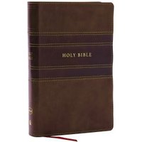 NKJV Personal Size Large Print Bible With 43,000 Cross References, Brown Leathersoft, Red Letter, Comfort Print