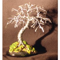 Wire Bonsai Tree SculptureHammered Leaves Mini Tree - 4 x 4 x 4
