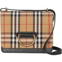 Burberry The Small D-Ring Bag in Leather with Vintage Check Pattern