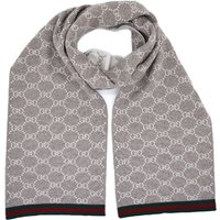 Gucci - Beige/Cream GG Monogram Webbing Reversible Wool Scarf