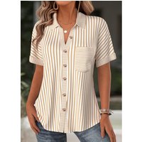 Light Camel Striped Short Sleeve Shirt