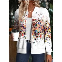 White Ombre Long Sleeve Stand Collar Track Jacket