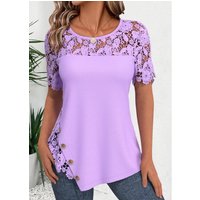 Purple Short Sleeve Round Neck T Shirt