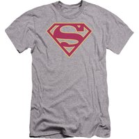 Superman Red And Gold Shield Premium Canvas Adult Slim Fit 30/1 T-Shirt Athletic Heather