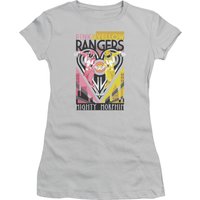 Power Rangers Pink and Yellow Deco Junior Women's T-Shirt Silver