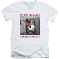 Mister Rogers A Snappy New Day S/S Adult V Neck 30/1 T-Shirt White