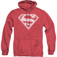 Superman Red And Gold Shield Adult Heather Hoodie Sweatshirt Red