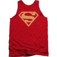 Superman Red And Gold Shield Adult Tank Top T-Shirt Red