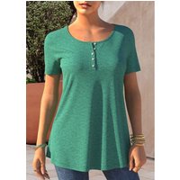 ROTITA Turquoise Button Detail Short Sleeve T Shirt