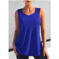 ROTITA Lace Stitching Royal Blue Tank Top