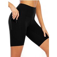 ROTITA Black Pocket High Waisted Skinny Swim Shorts
