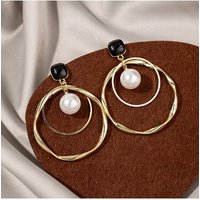 Pearl Design Gold Metal Detail Earrings