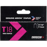 Arrow, Arrow T18 Wiring Staples 11mm Pack of 1000 Arrow, Arrow T18 Wiring Staples 11mm Pack of 1000