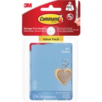 Command, Command Adhesive Strip Mini Hooks Clear Pack of 18 Command, Command Adhesive Strip Mini Hooks Clear Pack of 18