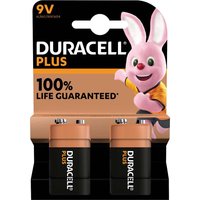 Duracell, DURACELL Plus 9V Alkaline Battery - Pack of 2 Duracell, DURACELL Plus 9V Alkaline Battery - Pack of 2