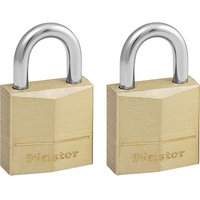 Masterlock, Masterlock Solid Brass Padlock Pack of 2 Keyed Alike 20mm Standard Masterlock, Masterlock Solid Brass Padlock Pack of 2 Keyed Alike 20mm Standard