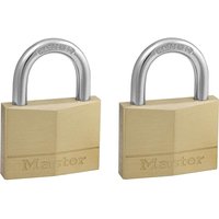 Masterlock, Masterlock Solid Brass Padlock Pack of 2 Keyed Alike 50mm Standard Masterlock, Masterlock Solid Brass Padlock Pack of 2 Keyed Alike 50mm Standard