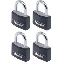 Masterlock, Masterlock Aluminium Vinyl Padlock Pack of 4 Keyed Alike 40mm Black Standard Masterlock, Masterlock Aluminium Vinyl Padlock Pack of 4 Keyed Alike 40mm Black Standard