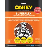 Oakey, Oakey Superflex Aluminium Oxide Sandpaper Assorted Grit Pack of 3 Oakey, Oakey Superflex Aluminium Oxide Sandpaper Assorted Grit Pack of 3