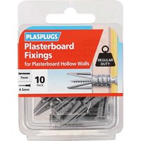 Plasplug, Plasplugs Plasterboard Hollow Wall Fixings Pack of 10 Plasplug, Plasplugs Plasterboard Hollow Wall Fixings Pack of 10