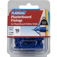 Plasplug, Plasplugs Heavy Duty Plasterboard Hollow Wall Fixings Pack of 10 Plasplug, Plasplugs Heavy Duty Plasterboard Hollow Wall Fixings Pack of 10