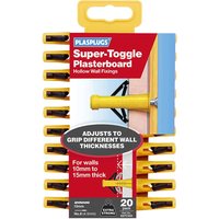 Plasplug, Plasplugs Heavy Duty Super Toggle Hollow Wall Cavity Anchors Pack of 20 Plasplug, Plasplugs Heavy Duty Super Toggle Hollow Wall Cavity Anchors Pack of 20