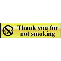 Scan, Scan Brass Effect Thank You For Not Smoking Sign 200mm 50mm Standard Scan, Scan Brass Effect Thank You For Not Smoking Sign 200mm 50mm Standard